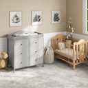 BOLUO Changing Table Dresser with 6 Fabric Drawers, Baby Dresser with Changing Table Top Diaper Changing Station with Storage for Nursery Modern Grey