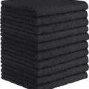DecorRack 10 Pack 100% Cotton Wash Cloth, Luxurious Soft, 12 x 12 inch Ultra Absorbent, Machine Washable Washcloths, Black (10 Pack)