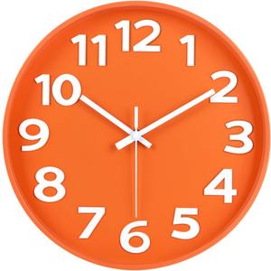 45MinST 12-Inch Modern Indoor Outdoor Wall Clock, Minimalist Orange Design, Silent Non-Ticking, Large Numbers, Perfect Decorative Accent for Home or Office (Orange) 45MinST 12-Inch Modern Indoor Outdoor Wall Clock, Minimalist Orange Design, Silent Non-Ticking, Large Numbers, Perfect Decorative Accent for Home or Office (Orange)