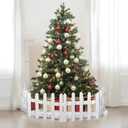 10 Pack Wooden Christmas Tree Fence,Extre Height 16 Christmas Tree Gate, White Fence for Cat, Small Dog, Suit for New Year Decoration