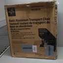 Medline Lightweight Foldable Transport Wheelchair with Handbrakes and 12-Inch Wheels, Red Frame, Black Upholstery