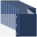 Teling 48 Pcs Clear Front Report Covers with Prongs Plastic Presentation Folders 3 Prong Resume Portfolio Folder for School(Navy Blue)