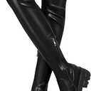 CouieCuies Black Thigh High Boots For Women Platform Over The Knee High Boots Lug Sole Comfortable Stretch Boots Size 9