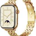 VISOOM Gold Iwatch Bands Compatible With Apple Watch Bands 38/40/41/42/44/45/46mm Women - Thin Metal Dressy Luxury Cute Designer Apple Watch Series 11 10 Se 9 8 7 6 5 4 3 2 1 Bracelet Bands for Women