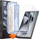 SMARTDEVIL [3 Pack for Samsung Galaxy S24 Ultra Screen Protector, Finger Print Reader Compatible, Fast & Easy Installation, Clear 9H Tempered Glass Film, Alignment Frame [Dust-Free & Bubble-Free]