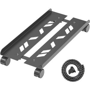 Adjustable Computer Tower Stand, Ventilated Mobile CPU Stand Fits Most PC Tower, Steel Desktop CPU Holder with Rolling Caster Wheels, PC Floor Cart Riser for Gaming Office Desk Accessories