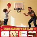 Indoor Basketball Hoop for Kids, Mini Basketball Hoops Over The Door and Wall Mount with Wooden Backboard, 3 Balls and Pump, Idea Toys Gifts for Kids and Adult
