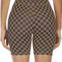 WSPLYSPJY High Waist Biker Yoga Shorts for Women's Black and White Checkered Athletic Running Workout (XS)