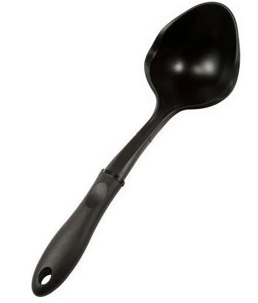 Mainstays Black Nylon Kitchen Ladle, Soft-Grip Handle, Flexible Shaft, Dishwasher Safe