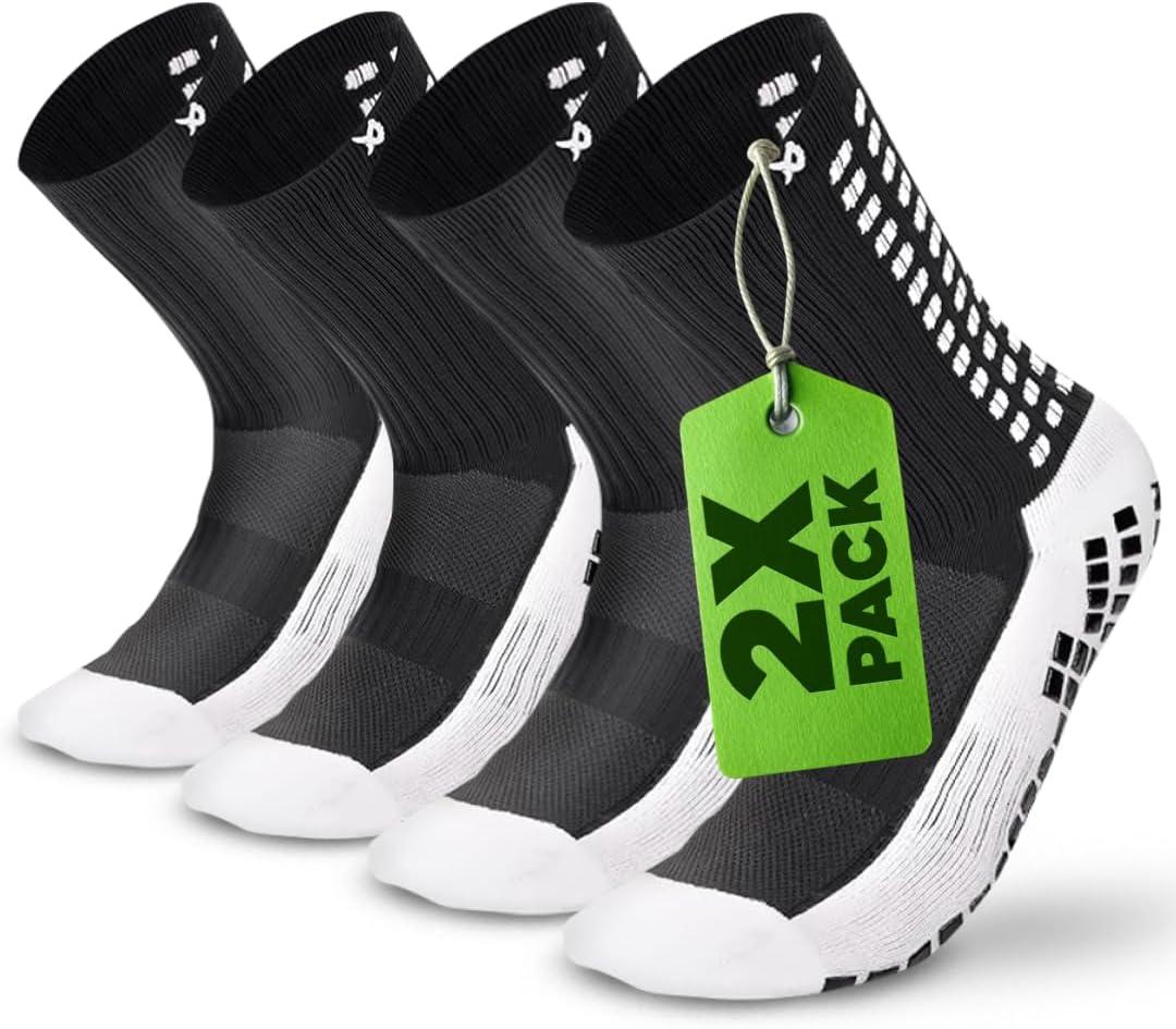 Lux 2-Pack Soccer Grip Socks for Men & Women - GripArray Anti-Slip Performance & Comfort - Grip Socks Soccer
