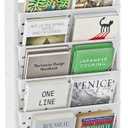 BYFU 6-Tier Movable Bookshelf Cart, Rolling File Paper Storage Organizer Mobile Bookcase with Wheels for Home Office Study Classroom, White