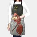 Perinsto Waterproof Apron with 2 Pockets Kitchen Chef Aprons Bibs for Cooking Baking (African Black Woman #02)