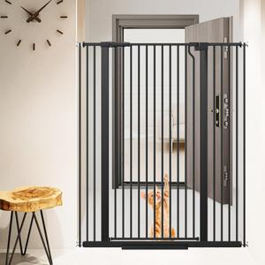 51.18" Extra Tall Cat Gate for Doorway,29.5"- 48.4" Wide Auto Close Tall Pet Gate No Drilling Pressure Mounted for Hallway Kitchen,Black