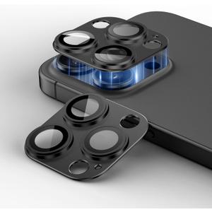 2 Packs Camera Lens Protector for iPhone 13 Pro Max/iPhone 13 Pro 9H Tempered Glass Camera Cover Lens Aluminum Alloy Metal matte Case, Scratch Resistant Case Friendly (Black, 13 Pro Max/Pro)