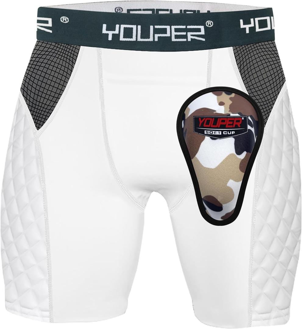 Youper Youth Elite Padded Baseball Sliding Shorts w/Soft Athletic Cup (Small)