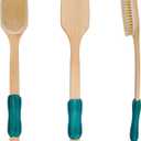 OWIIZI Back Scrubber for Shower,Stiff Boar Bristles Wooden Curved Long Handle Antiskid Body Bath Brush for Back Use Wet or Dry,Deep Cleanse Large Surface Back Scrub Brush