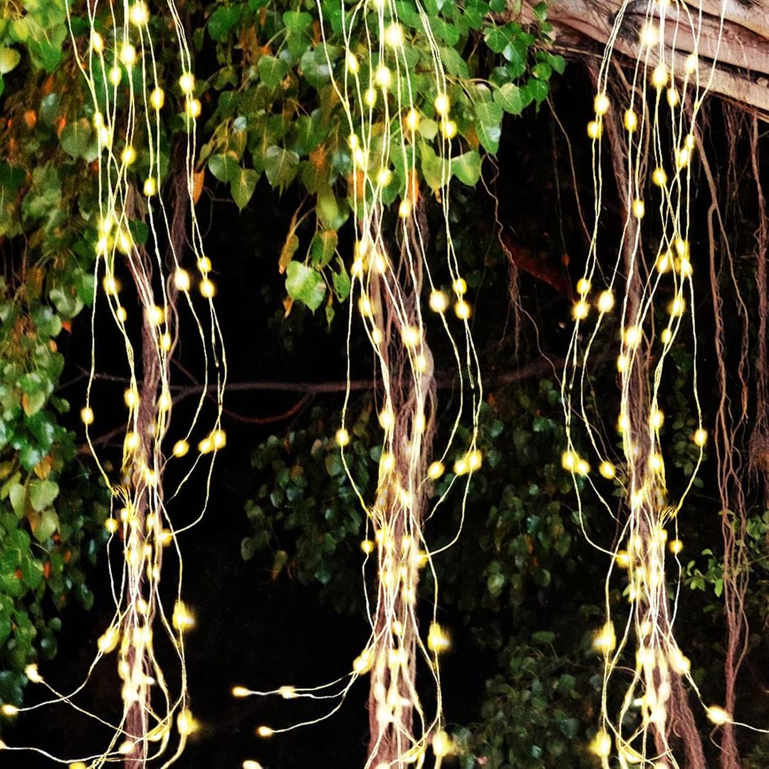 Fairy String Lights Plug in 7Ft 280leds 14 Strands Hanging LED Firefly Bunch Lights Waterproof Waterfall Light Decorative Fairy Light for Bedroom Party Garden Outdoor Christmas(Warm White)