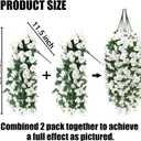 Sggvecsy Artificial Fake Hanging Flowers Plants for Outdoor Outside Spring Summer Decoration 4PCS Faux Silk UV Resistant Realistic Morning Glory Trailing Vines for Home Porch Patio Balcony(White)