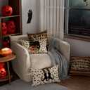 Happy Halloween Pillow Covers Witch Please Cat Pumpkins Throw Pillow Cases Set of 4 Autumn Decorations for Farmhouse Home Bedroom Sofa Couch Outdoor Holiday Decor 16x16 Inch