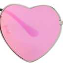 Polarized Heart Shaped Sunglasses for Women Metal Frame Cute Lovely Glasses 100% UV Protection (Silver/Rosepink Mirror)