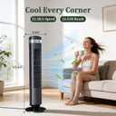 Tower Fan for Bedroom, 28dB Quiet Bladeless Oscillating Standing Fan with Remote, 5 Speeds & 4 Modes, 12H Timer, LED Display, 22.3ft/s High Velocity Cooling Floor Fan for Home, Office (Black), 9.84"D x 9.84"W x 35.43"H