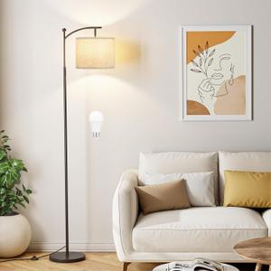 Ambimall 60" Floor Lamp for Living Room with 3 Color Temperatures, Adjustable Grey Shade with Black Pole, Tall Lamp for Bedroom Office Classroom Dorm Room, 9W Bulb Included, Grey & Black, 60 inches