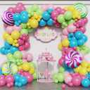 Candyland Party Decoration 184PCS Candy Balloon Garland Kit Pastel Pink Purple Blue Latex Balloons with Lollipop Candy Foil Balloon for Rainbow Sweet One Birthday Candy Land Party Decorations