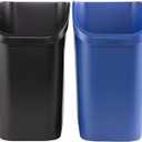 Rubbermaid Undercounter Small Trash Can, 2 Pack Blue and Black for Recycling/Waste, 9.4-Gallon, Fits under Sink/Desk/Cabinet for use in Kitchen/Bathroom/Office