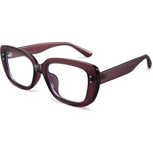 Dollger Big Chunky Blue Light Blocking Glasses for Women Men Trendy Large Rectangle Thick Frame Anti Bluelight Glasses (C4:dark Purple)