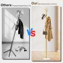 Coat Rack, Metal Freestanding Coat Rack with 8 Hooks, Sturdy Coat Tree with Natural Marble Base for Coats, Hats, Scarves and Handbags for Entryway, Hallway, Bedroom, Office,Dorm (Gold)