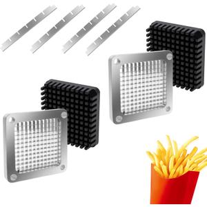 2Pcs 1/4''Replacement Chopper Blade, Commercial Vegetable Chopper Dicer Stainless Steel Blade and Pusher Block for Fruit Cutting Machine Tomato onion French Fries Cutter