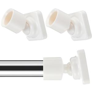 Shower Rod Holders for Wall - Angled 25mm Bracket & Rotation Knob Set, Includes Screws & Plugs for Sloped Ceiling (2, White)