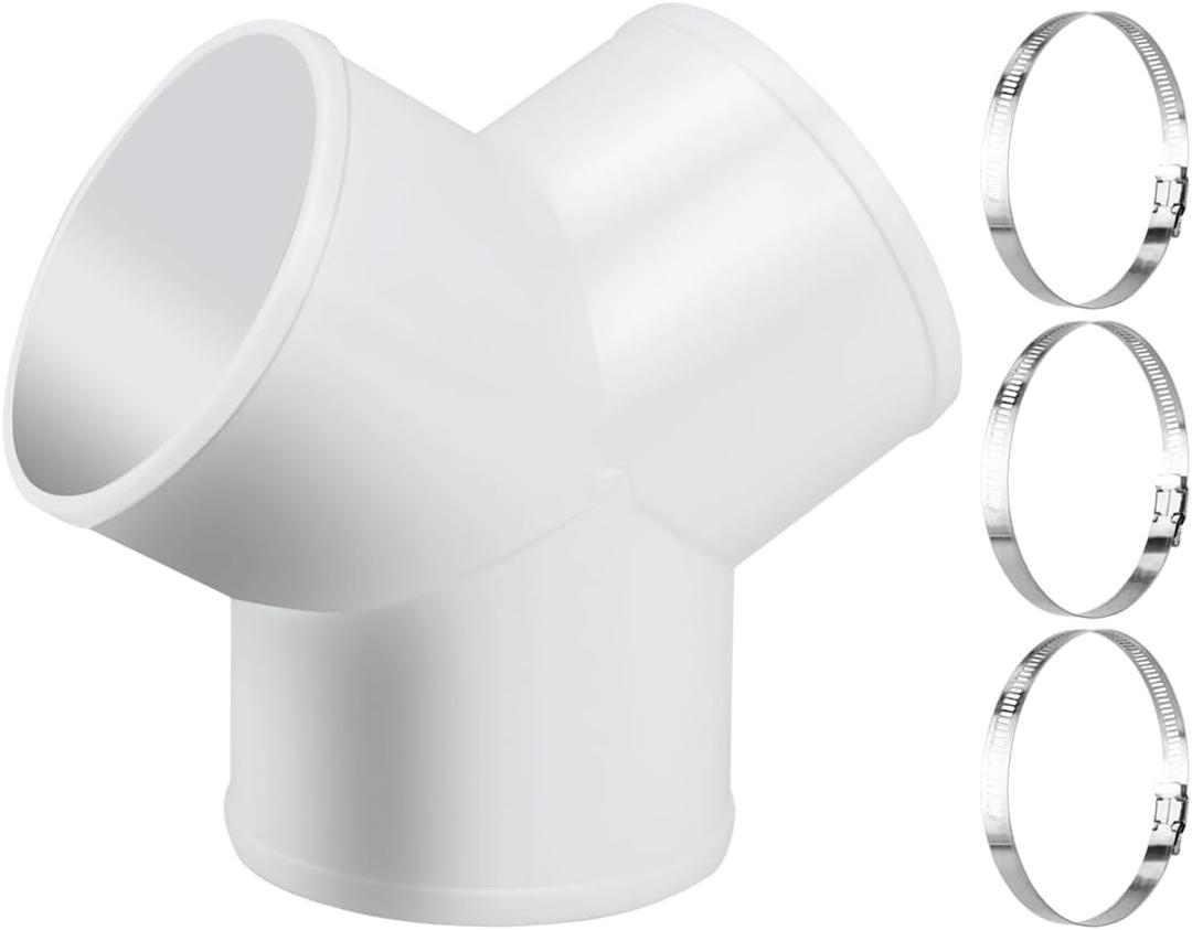 Enenes Duct Splitter, 6 Inch 3 Way Duct Connector for Exhaust Fan Dryer Vent Hose Come with 3 PCS Hose Clamps (6 Inch)