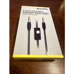 Acoustix Braided Auxiliary Audio Cable 3.5mm To 3.5mm Connector - 6 Foot
