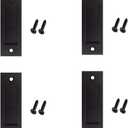 4pcs Running Black 6 inch Sliding Barn Door Finger Pull Set | Heavy Duty Modern Simple Invisible Handle| with Flat Bottom Easy to Install