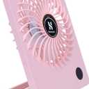 Personal Portable Fan, Rechargeable 2000mAh Battery Powered, Power Display and 180 Tilt Folding, Ultra Quiet, Office, Camping, Travel, in Car (Pink)