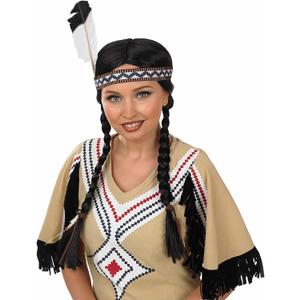fun shack Womens Native American Wig Adults Wild West Plaits Black Hair Accessory