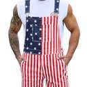 Odefou Bib Overalls for Men Shorts Romper Festival Jumpsuits Fashion Coveralls(Flag Print,4XL)