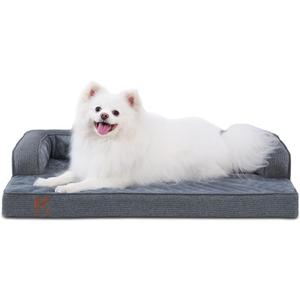 KSIIA Washable Dog Bed Large Sized Senior Dog, Orthopedic Warm Soft Pet Sofa Waterproof Pet Couch with Sides, Non-Slip and Egg-Crate Foam Big Beds with Removable Cover, 35x22Inch, Dark Grey