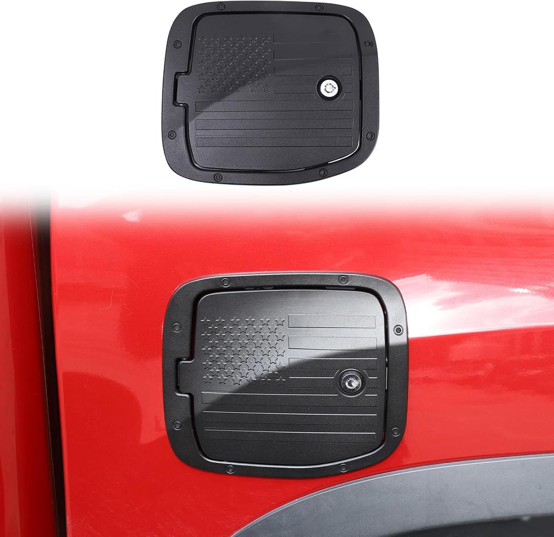 Fuel Tank Cap Replacement Anti-theft Lock Cap Compatible with Toyot@ Tacoma 2016-2022 Car Fuel Tank Gas Filling Cap Decoration, Gas Tank Door Cap with Lock accessories (style C)