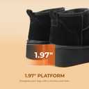 DREAM PAIRS Platform Mini Boots for Women Suede Genuine Leather, Classic Winter Ankle Snow Boots with Memory Foam Insole Lightweight Anti-Slip Outsole FuzzyClassic (7.5, Black)
