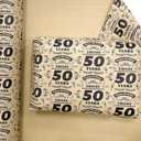 BBUP 50th Birthday Wrapping Paper Roll - 50 Year Old Happy Birthday Gift Wrapping Paper For Women Men 1975 Kraft Wrapping Paper With Cutting Line（17inch X 32.81ft）