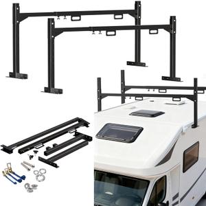 Universal Trailer Ladder Rack,Heavy Duty 400LB Capacity Adjustable Width 3.87'-6.95' Truck Ladder Rack with 4 Straps for Open and Enclosed Trailers