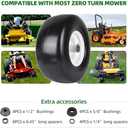 AR-PRO (2-Pack) 13x6.50-6 Flat Free Tire and Wheel - Universal 13x6.5-6 Solid Rubber Riding Lawn Mower Tire with Rim - With 5.5"-7.8 Centered Hub and 3/4" Bearings extra 5/8" 1/2 Bushings (White(Smooth Tread))
