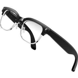 AI Glasses with Camera,4K with Audio Bluetooth AI Glasses with Chat GPT for Men 160+ Languages 8MP Video Recording, Smart Eyewear for Gaming Meeting Travel Trade Business, Silicone Sound Tube