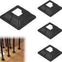 M METERXITY 4-Pack Post Base Cover, Fits 1"x 1" PVC Post Skirt Split Type for Indoor/Outdoor Iron Railing/Wood Posts/Fence/Stairs/Patios/Handrail/Porch Column Wrap Post Trim [Black]