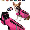 CoyoteVest SpikeVest Dog Harness Vest for Small Dogs, Reflective Dog Vest with Spikes to Shield Your pet from Coyotes, Raptor and Animal Attacks, Anti Hawk Vest, Made in USA (M-Pink)