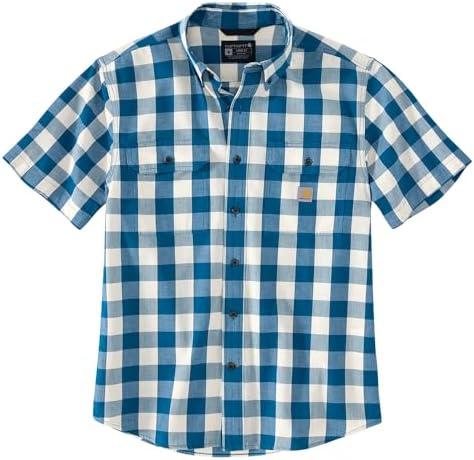 Carhartt Men's 106140 Loose Fit Midweight Short-Sleeve Plaid Shirt, Large 