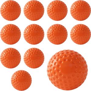 Dimpled Softballs, 12 Pack - 11-Inch Pitching Machine Softballs for Hitting and Fielding Practice (orange)