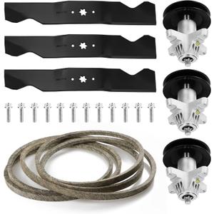 54" Deck Lawn Mower Rebuild Kit for MTD 618-05137 /for Cub Cadet RZT-L54 ZT-L54, Include 3 Spindles for 918-05137 119-8445,3 Blades for 942-0677B,1 5/8" 148 Belt 954-04329A 954-04329